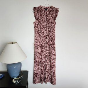 Simpy Vera VeraWang Midi Dress with slip, Size Small, Pink/Burgundy Print
